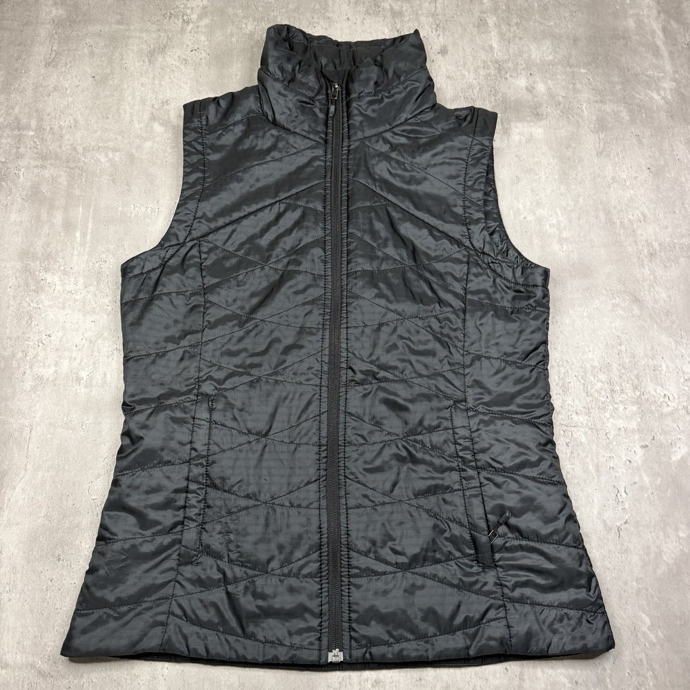 Columbia Vest Women M Black Quilted Omni-Heat Shield Full Zip Pockets Puffer